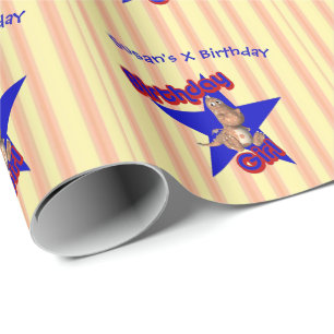 Birthday Girl Cute Dragon  Wrapping Paper