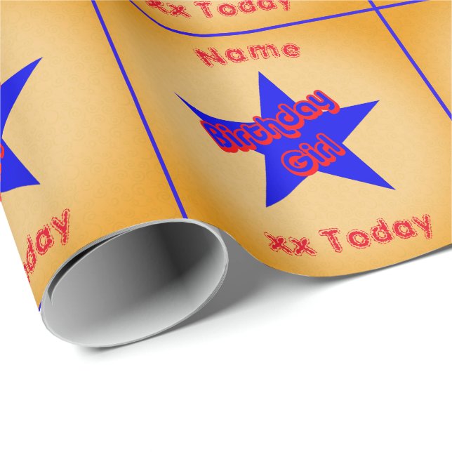 Birthday Girl Cute Personalised Birthday  Wrapping Paper (Roll Corner)