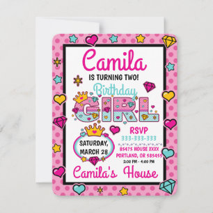 Birthday Girl Doll   Custom designs Invitation