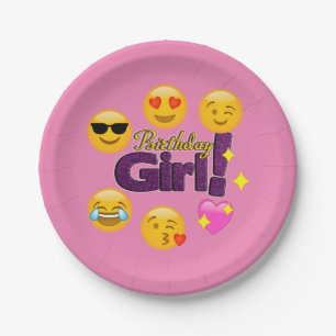 Birthday Girl Emoji Paper Plate