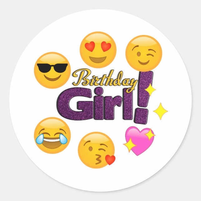 Birthday Girl Emojis Stickers (Front)