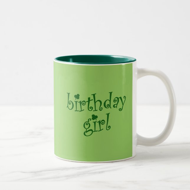 Birthday Girl for St. Patrick's Day Birthday Girls Two-Tone Coffee Mug (Right)
