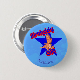 Birthday Girl Friendly Dinosaur Cute Personalized 6 Cm Round Badge