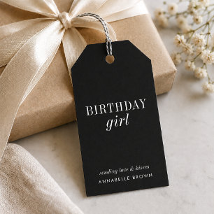 Birthday Girl Gift Tags Black Present Label Tag