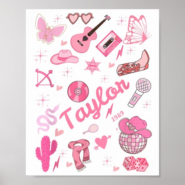 Birthday Girl Groovy Taylor First Name Personalise Poster (Front)