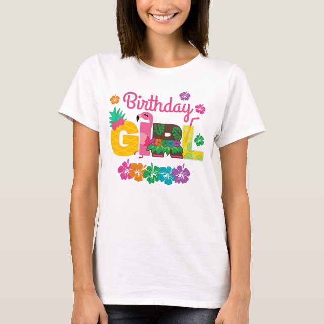 Birthday Girl Hawaiian Luau Summer T-Shirt (Front)