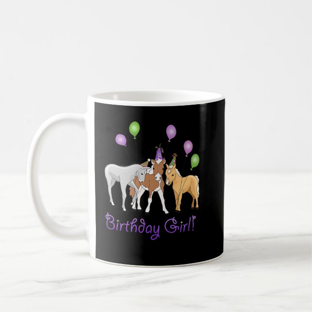 Birthday Girl Horse and Pony Party Gift Premium T- Coffee Mug (Left)