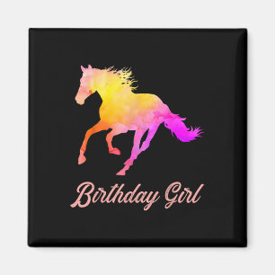Birthday Girl Horse Lovers Watercolor Horseback Ri Magnet