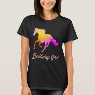 Birthday Girl Horse Lovers Watercolor Horseback Ri T-Shirt