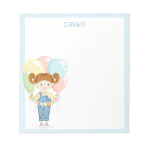 Birthday Girl in Overalls Redhead Notepad