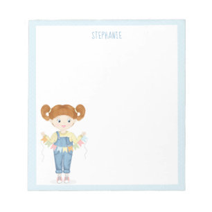 Birthday Girl in Overalls Redhead Notepad