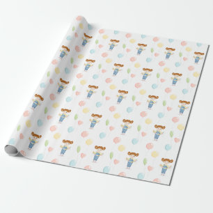 Birthday Girl in Overalls Redhead Wrapping Paper