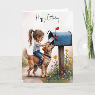 Birthday Girl Mailing a Card