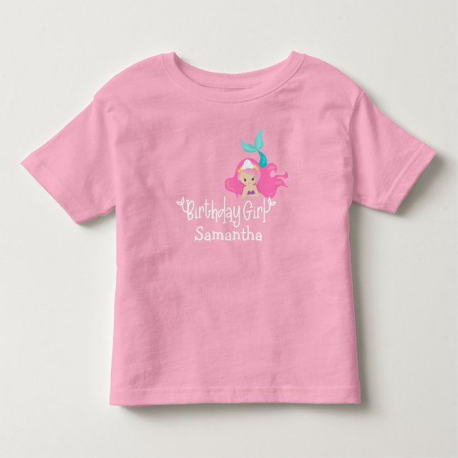 Birthday Girl Mermaid Age Custom Personalised Toddler T-Shirt (Front)