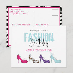 Birthday Girl Modern Fashion Shoes Invitation Postcard