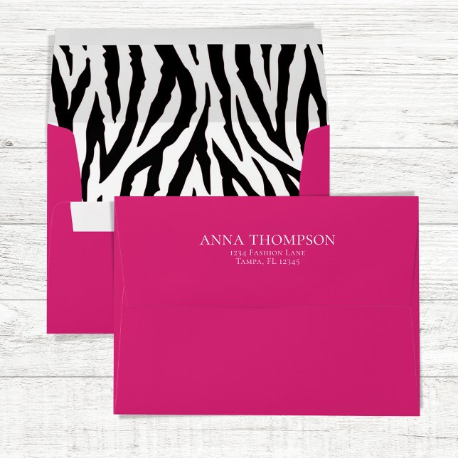 Birthday Girl Modern Fashion Shoes Minimalist Envelope (Hot pink and zebra striped envelope. )