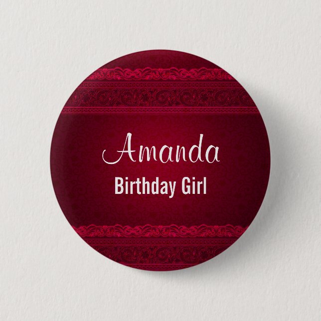 Birthday Girl Mysterious Dark Red Background 6 Cm Round Badge (Front)