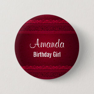 Birthday Girl Mysterious Dark Red Background 6 Cm Round Badge