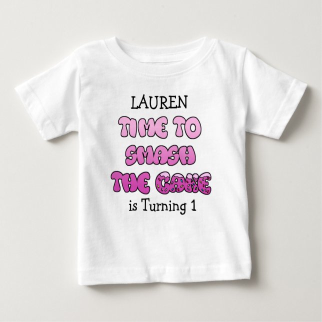 Birthday Girl, name and age, Smash Cake Shirt (Front)