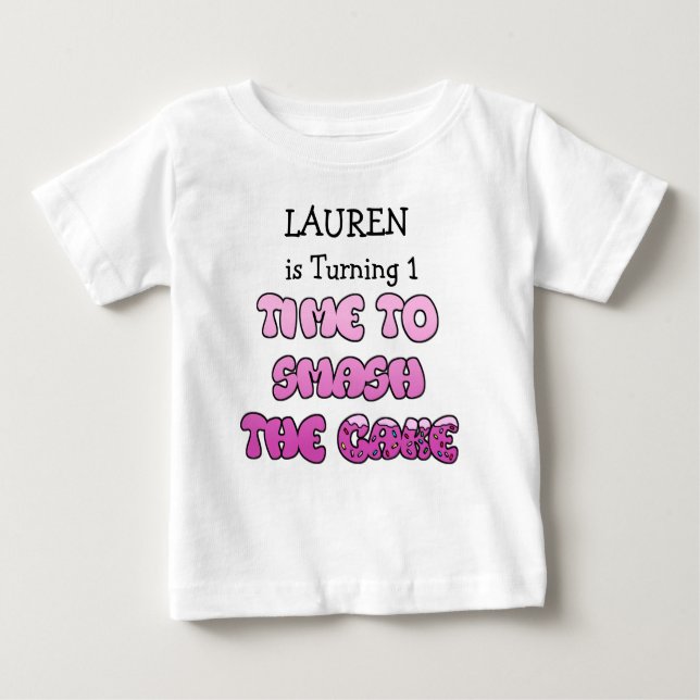 Birthday Girl, name and age, Smash Cake Shirt (Front)