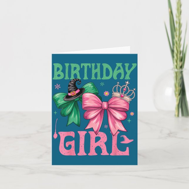 Birthday Girl Nk And Green Birthday Witch Women Gi Card (Front)