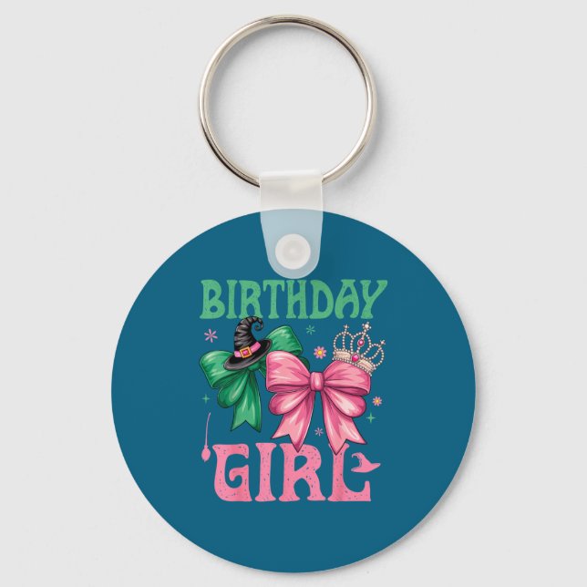 Birthday Girl Nk And Green Birthday Witch Women Gi Key Ring (Front)