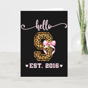 Birthday Girl Nk Coquette Bow Hello 9 Year Old Aes Card