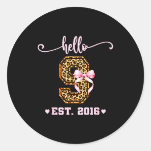 Birthday Girl Nk Coquette Bow Hello 9 Year Old Aes Classic Round Sticker