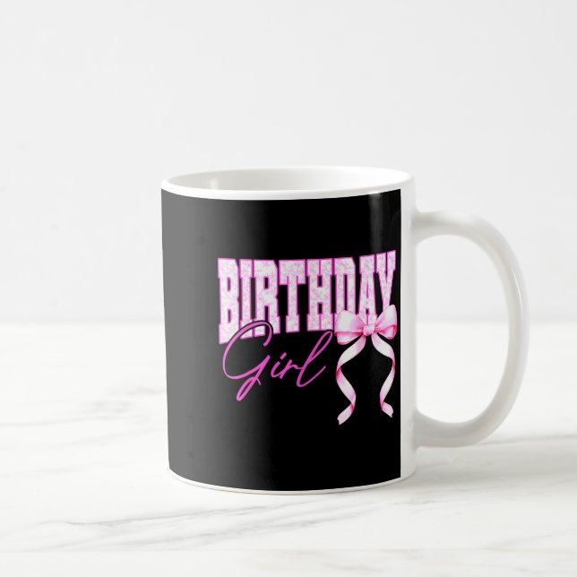 Birthday Girl Nk Toile Coquette Bow Birthday Party Coffee Mug (Right)