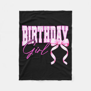 Birthday Girl Nk Toile Coquette Bow Birthday Party Fleece Blanket