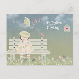 Birthday Girl on bench Invitation