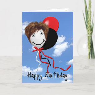 Birthday Girl On Party Balloon Card