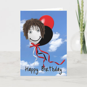 Birthday Girl On Party Balloon Card
