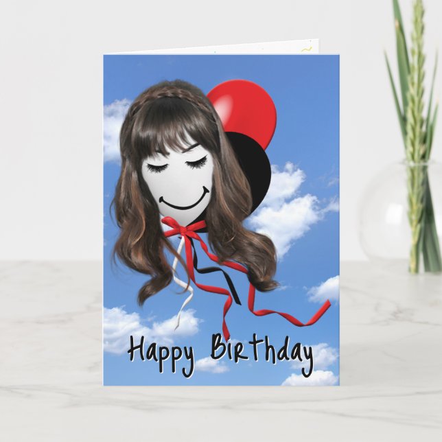 Birthday Girl On Party Balloon Card (Front)