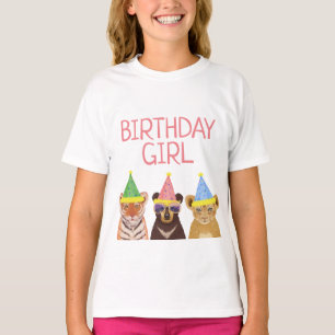 Birthday Girl Party Animals Illustration  T-Shirt