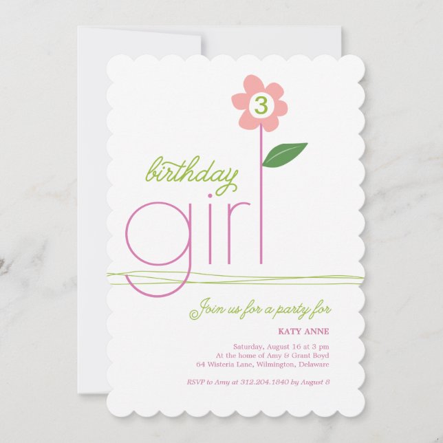 Birthday Girl Party Invitation (Front)