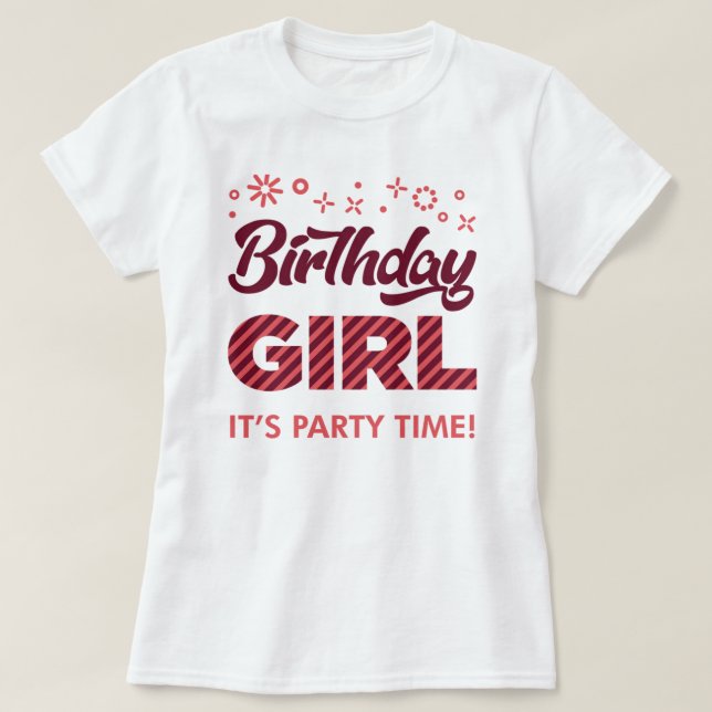 Birthday Girl Party Princess Crown Girls T-Shirt (Design Front)