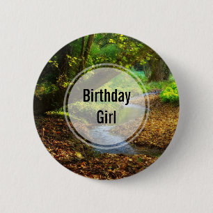 Birthday Girl Photo of a Forest Creek 6 Cm Round Badge