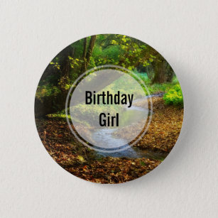 Birthday Girl Photo of a Forest Creek 6 Cm Round Badge