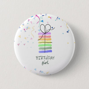 Birthday Girl Pin with Cake and Confetti