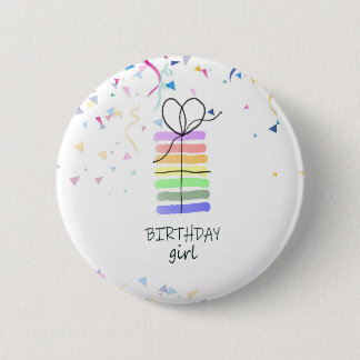 Birthday Girl Pin with Cake and Confetti