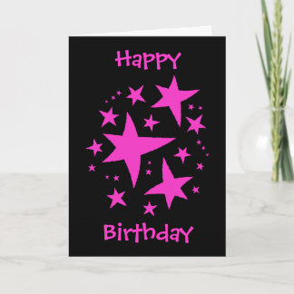 Birthday girl pink and black card