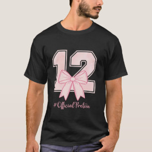 Birthday Girl Pink Coquette Bow 12 Year Old Aesthe T-Shirt