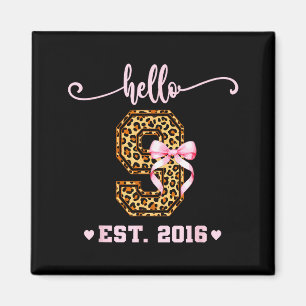 Birthday Girl Pink Coquette Bow Hello 9 Year Old A Magnet