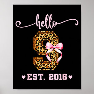 Birthday Girl Pink Coquette Bow Hello 9 Year Old A Poster