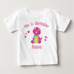 Birthday Girl Pink Dinosaur Personalised Shirt