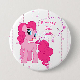 Birthday Girl Pink Pony Button