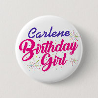 Birthday Girl Pink Text Graphic with NAME on WHITE