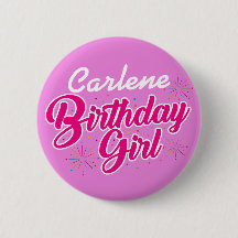Birthday Girl Pink Typography with NAME on PINK