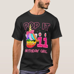 Birthday Girl Pop It 11th Birthday Unicorn Fidget T-Shirt